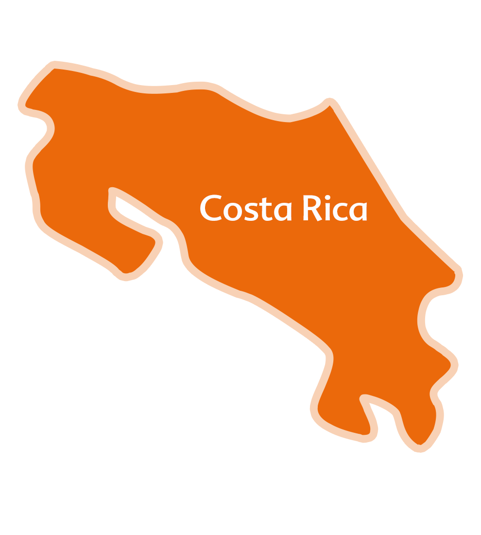 An orange silhouette of Costa Rica
