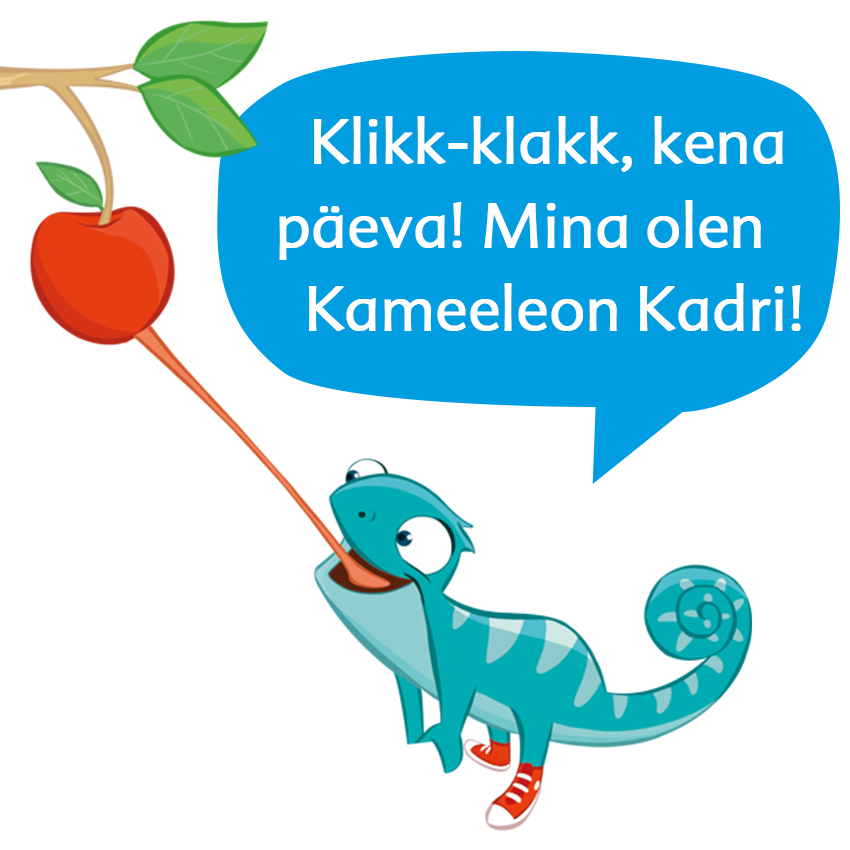 Kameeleon, kelle pikk keel sirutab kirssi järele.