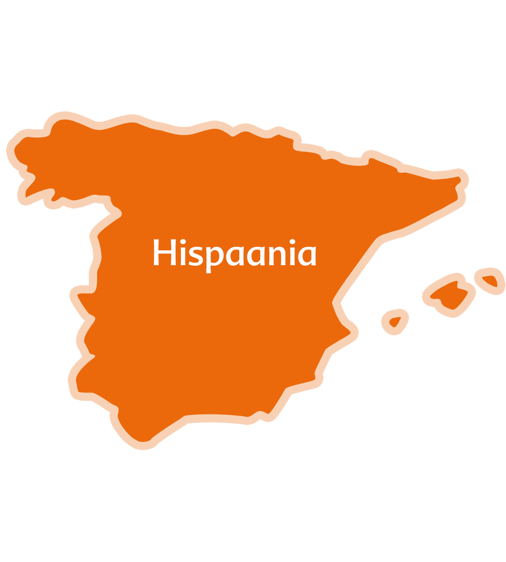 Hispania kaart, millele on kirjutatud nimi "Hispania".