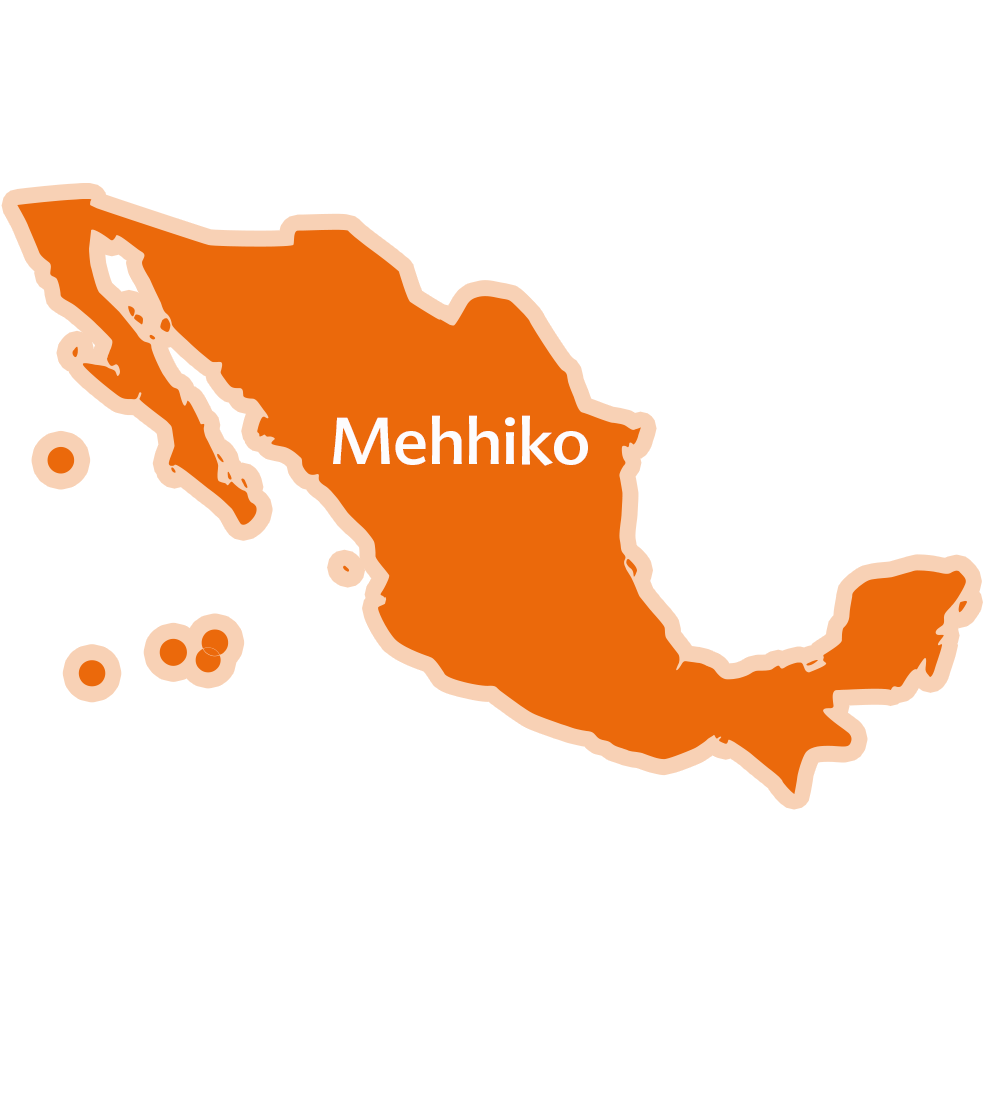 Mehhiko siluettkaart, mille keskele on kirjutatud sõna "Mehhiko".