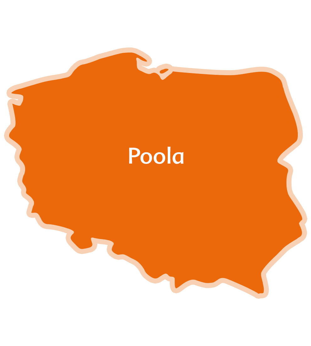 Poola kaart, kus Poola linn on esile tõstetud.