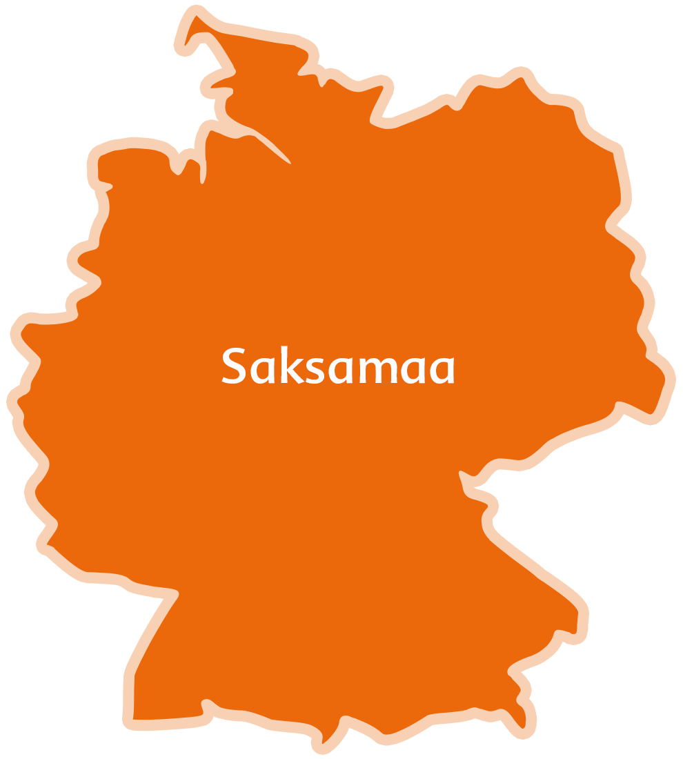 Kaardi siluett, mille keskele on kirjutatud sõna "Saksamaa".