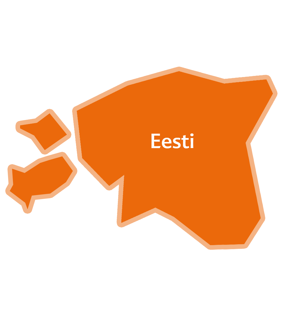 Eesti lihtsustatud kaart, mille keskele on märgitud riigi nimi.