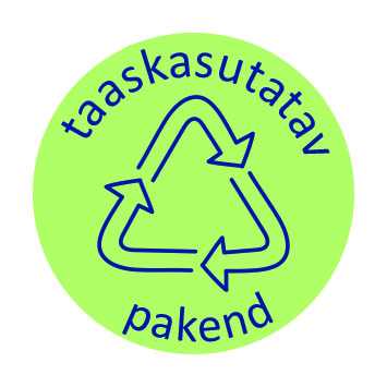 Ringlussevõtu sümbol, mille ümber on tekst 