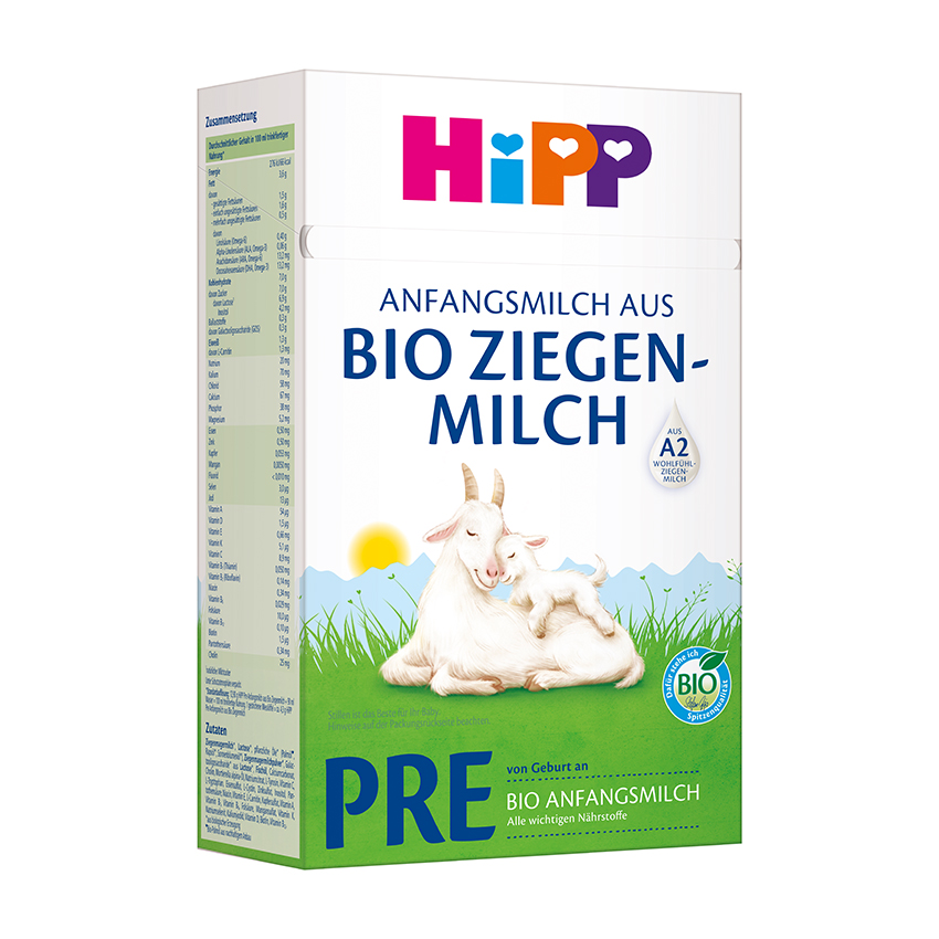 Imiku piimasegu karp, mille esiküljel on kitse ja tema kitsetalle, biosertifikaadi sümbol ja sõna "pre" allosas.